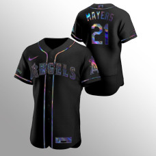 Mike Mayers Los Angeles Angels Black Authentic Iridescent Holographic Jersey