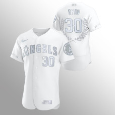Men's Los Angeles Angels #30 Nolan Ryan White Retired Number Award Collection Jersey