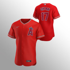 Men's Los Angeles Angels Shohei Ohtani Authentic Red 2020 Alternate Team Logo Jersey