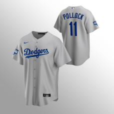 Men's Los Angeles Dodgers A.J. Pollock 2020 World Series Champions Gray Replica Alternate Jersey