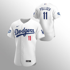 Men's Los Angeles Dodgers A.J. Pollock 2020 World Series Champions White Authentic Home Jersey