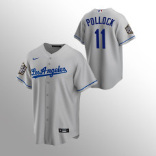 Men's Los Angeles Dodgers A.J. Pollock #11 Gray 2020 World Series Replica Road Jersey