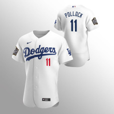 Men's Los Angeles Dodgers A.J. Pollock #11 White 2020 World Series Authentic Jersey