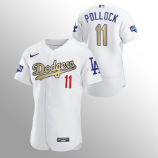 Men's Los Angeles Dodgers A.J. Pollock 2021 Gold Program White Patch Authentic Jersey