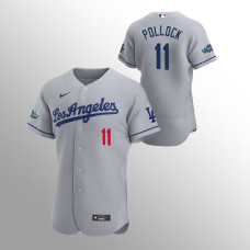 Men's Los Angeles Dodgers A.J. Pollock Authentic Gray 2020 Road Patch Jersey