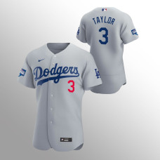 Men's Los Angeles Dodgers Chris Taylor 2020 World Series Champions Gray Authentic Alternate Jersey
