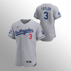 Men's Los Angeles Dodgers Chris Taylor 2020 World Series Champions Gray Authentic Road Jersey