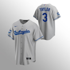 Men's Los Angeles Dodgers Chris Taylor 2020 World Series Champions Gray Replica Road Jersey