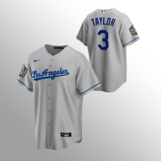 Men's Los Angeles Dodgers Chris Taylor #3 Gray 2020 World Series Replica Road Jersey