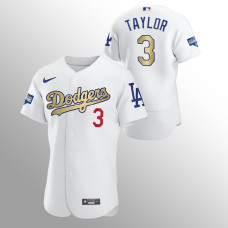 Men's Los Angeles Dodgers Chris Taylor 2021 Gold Program White Patch Authentic Jersey