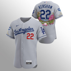 Men's Los Angeles Dodgers Clayton Kershaw 2020 World Series Champions Gray Tommy Bahama Authentic Jersey