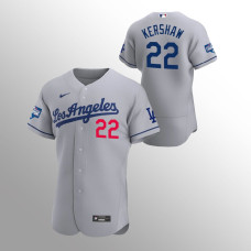 Men's Los Angeles Dodgers Clayton Kershaw 2020 World Series Champions Gray Authentic Road Jersey