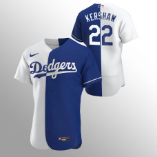 Men's Los Angeles Dodgers Clayton Kershaw Color Split Royal Authentic Jersey