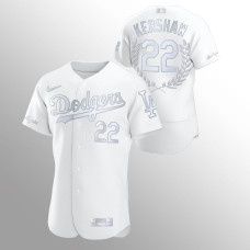 Men's Los Angeles Dodgers #22 Clayton Kershaw White NL Cy Young Award Collection Jersey
