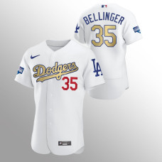 Men's Los Angeles Dodgers Cody Bellinger 2021 Gold Program White Patch Authentic Jersey