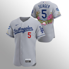 Men's Los Angeles Dodgers Corey Seager 2020 World Series Champions Gray Tommy Bahama Authentic Jersey
