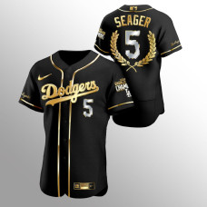 Men's Los Angeles Dodgers Corey Seager 2020 World Series Champions Gray MVP Golden Edition Jersey