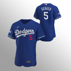 Men's Los Angeles Dodgers Corey Seager 2020 World Series Champions Royal Authentic Alternate Jersey