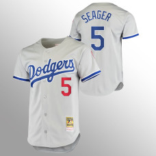 Men's Los Angeles Dodgers Corey Seager #5 Gray 1981 Cooperstown Collection Authentic Jersey
