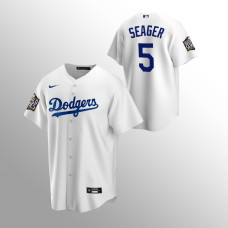 Men's Los Angeles Dodgers #5 Corey Seager White Replica 2020 World Series Jersey