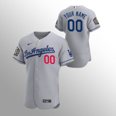 Men's Los Angeles Dodgers Custom #00 Gray 2020 World Series Authentic Road Jersey