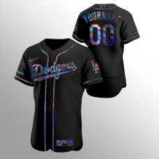 Men's Los Angeles Dodgers Custom Authentic Black Holographic Golden Edition Jersey
