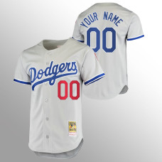 Men's Los Angeles Dodgers Custom #00 Gray 1981 Cooperstown Collection Authentic Jersey