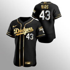 Men's Los Angeles Dodgers Edwin Rios 2020 World Series Champions Black Golden Limited Authentic Jersey