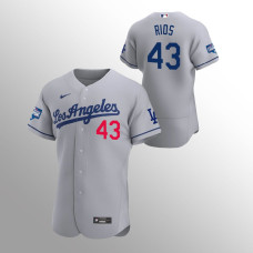 Men's Los Angeles Dodgers Edwin Rios 2020 World Series Champions Gray Authentic Road Jersey
