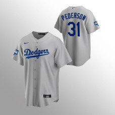 Men's Los Angeles Dodgers Joc Pederson 2020 World Series Champions Gray Replica Alternate Jersey