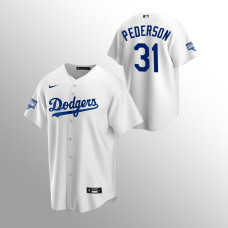 Men's Los Angeles Dodgers Joc Pederson 2020 World Series Champions White Replica Home Jersey