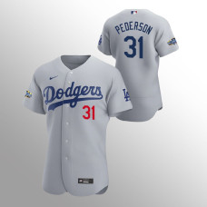 Men's Los Angeles Dodgers Joc Pederson Authentic Gray 2020 Alternate Patch Jersey