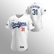 Men's Los Angeles Dodgers Joc Pederson Authentic White 2020 Home Patch Jersey