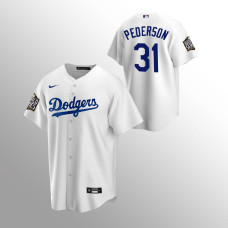 Men's Los Angeles Dodgers #31 Joc Pederson White Replica 2020 World Series Jersey