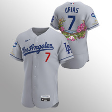 Men's Los Angeles Dodgers Julio Urias 2020 World Series Champions Gray Tommy Bahama Authentic Jersey