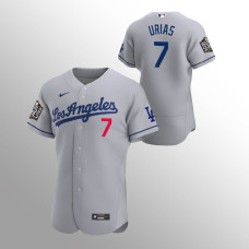 Men's Los Angeles Dodgers Julio Urias #7 Gray 2020 World Series Authentic Road Jersey
