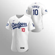 Men's Los Angeles Dodgers Justin Turner 2020 World Series Champions White Authentic Home Jersey