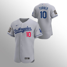 Men's Los Angeles Dodgers Justin Turner #10 Gray 2020 World Series Authentic Road Jersey