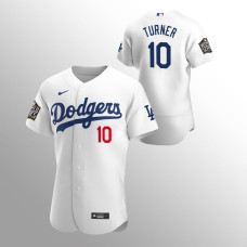 Men's Los Angeles Dodgers Justin Turner #10 White 2020 World Series Authentic Jersey