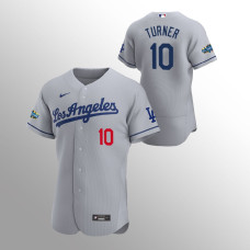 Men's Los Angeles Dodgers Justin Turner Authentic Gray 2020 Road Patch Jersey