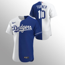 Men's Los Angeles Dodgers Justin Turner Color Split Royal Authentic Jersey