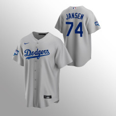 Men's Los Angeles Dodgers Kenley Jansen 2020 World Series Champions Gray Replica Alternate Jersey