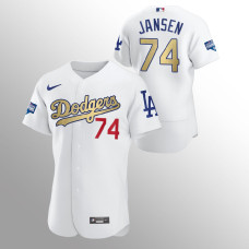 Men's Los Angeles Dodgers Kenley Jansen 2021 Gold Program White Patch Authentic Jersey
