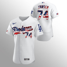 Men's Los Angeles Dodgers #74 Kenley Jansen 2020 Stars & Stripes 4th of July White Jersey