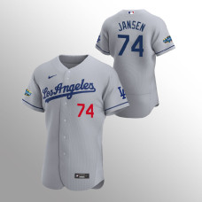 Men's Los Angeles Dodgers Kenley Jansen Authentic Gray 2020 Road Patch Jersey