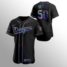 Men's Los Angeles Dodgers Mookie Betts Authentic Black Holographic Golden Edition Jersey