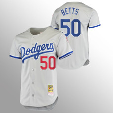 Men's Los Angeles Dodgers Mookie Betts #50 Gray 1981 Cooperstown Collection Authentic Jersey