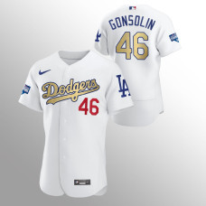 Men's Los Angeles Dodgers Tony Gonsolin 2021 Gold Program White Patch Authentic Jersey
