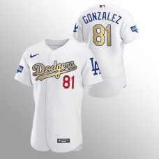 Men's Los Angeles Dodgers Victor Gonzalez 2021 Gold Program White Patch Authentic Jersey
