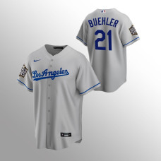 Men's Los Angeles Dodgers Walker Buehler #21 Gray 2020 World Series Replica Road Jersey